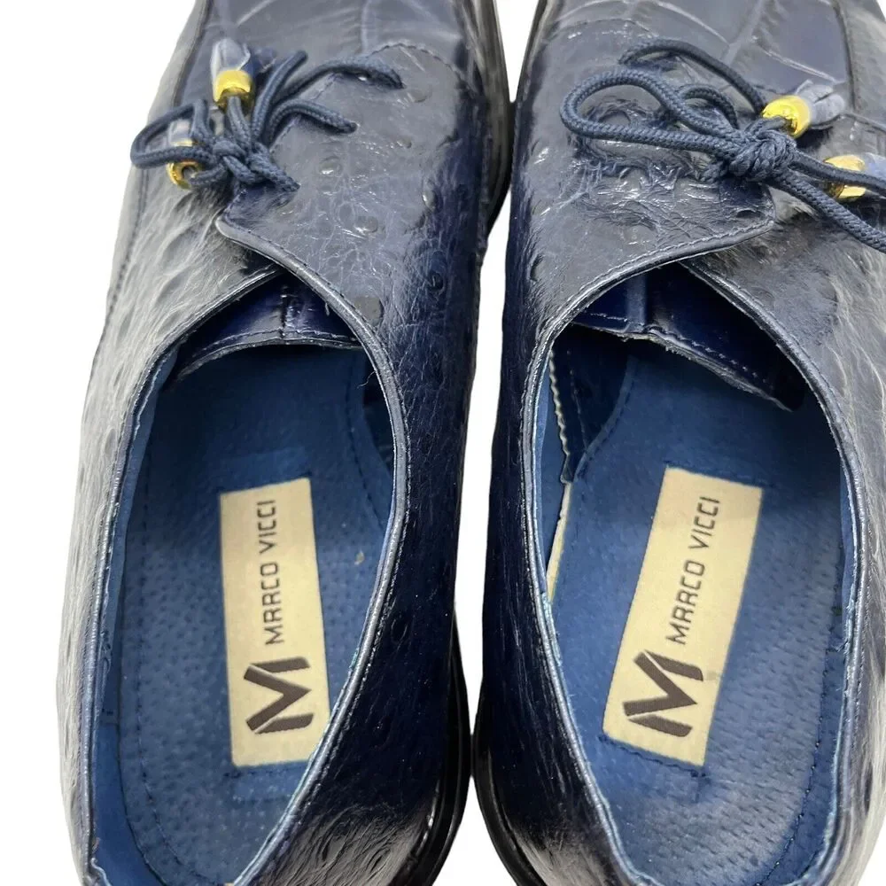 Marco Vicci Dress Shoes Titus Croc Embossed Tassel Mens Size 10 M Blue Vintage